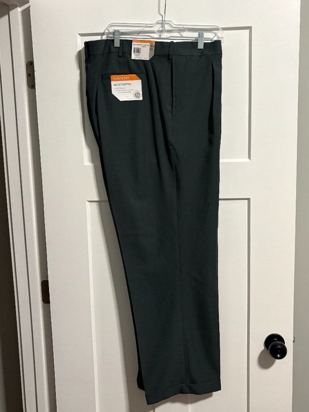 Savane Comfort Waist Men's Trousers Dress Pants Charcoal sz 48x32 48W NEW